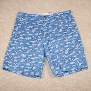 Bob Timberlake‎ Mens Blue Shark Print Flat Front Casual Shorts Size 36